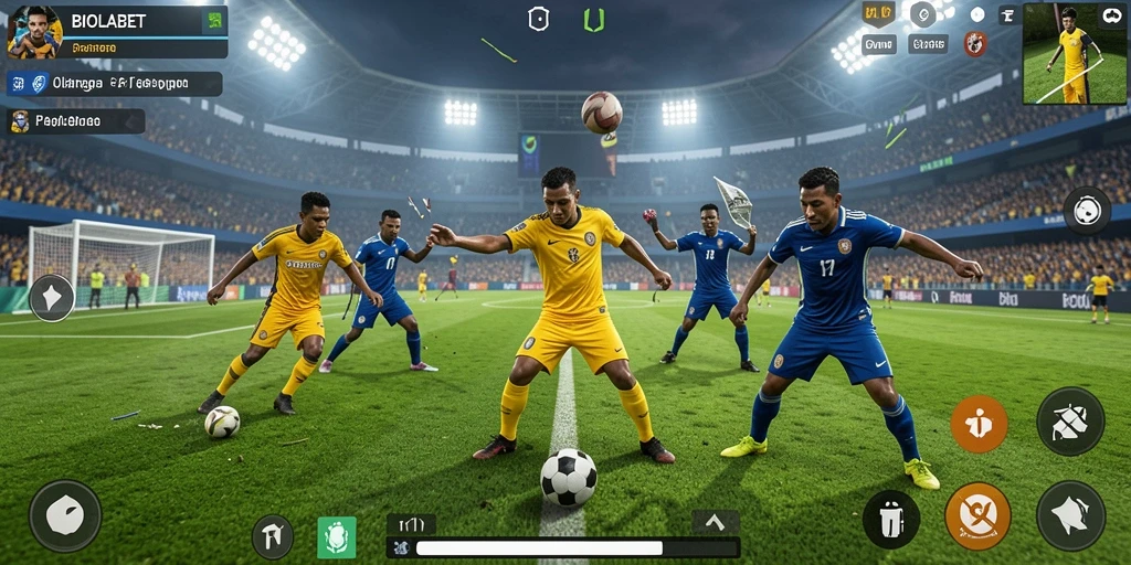 Tangkapan layar gameplay <strong>BIOLABET</strong> yang menampilkan aksi olahraga yang dinamis.