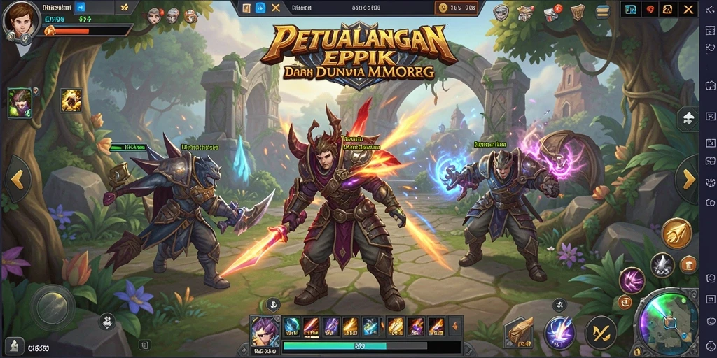 Screenshot gameplay DKK yang menampilkan aksi pertempuran intens di dunia MMORPG.