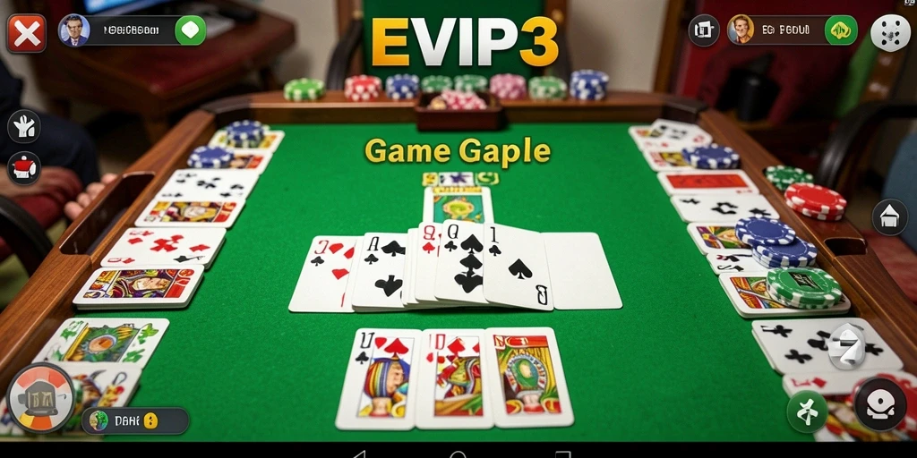 Tampilan permainan Gaple yang seru dan interaktif di EVIP3.
