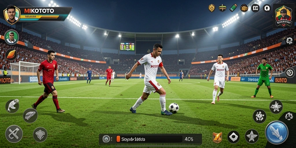 Tampilan gameplay MIKOTOTO yang mendebarkan di lapangan sepak bola.