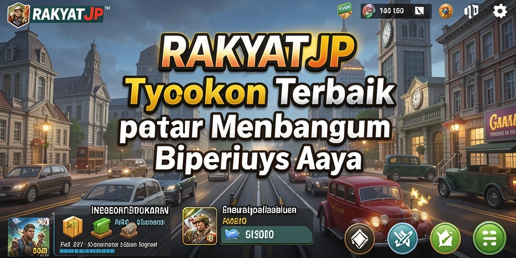 Screenshot gameplay RAKYATJP menunjukkan suasana membangun bisnis yang dinamis.