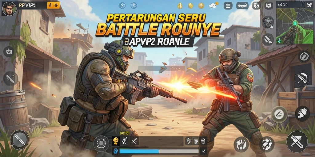 Tampilan gameplay seru dalam RPVIP2 dengan aksi Battle Royale yang menegangkan.