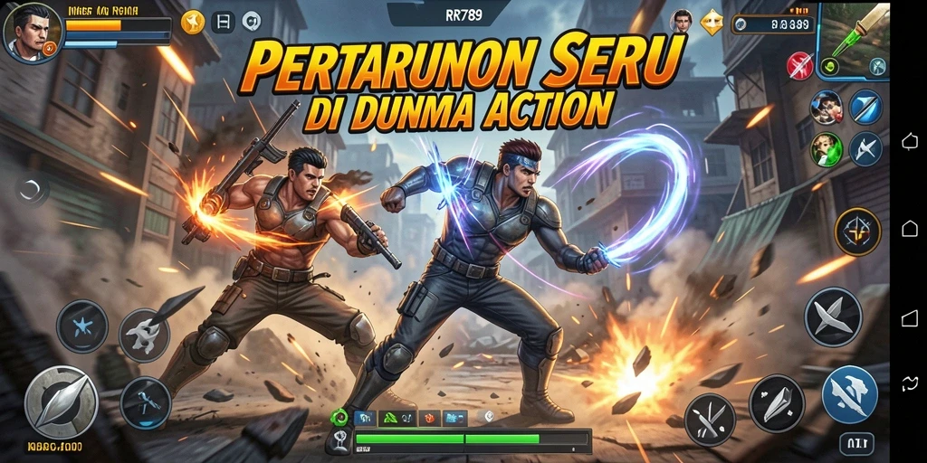 Screenshot gameplay RR789 menampilkan aksi mendebarkan di arena pertempuran.