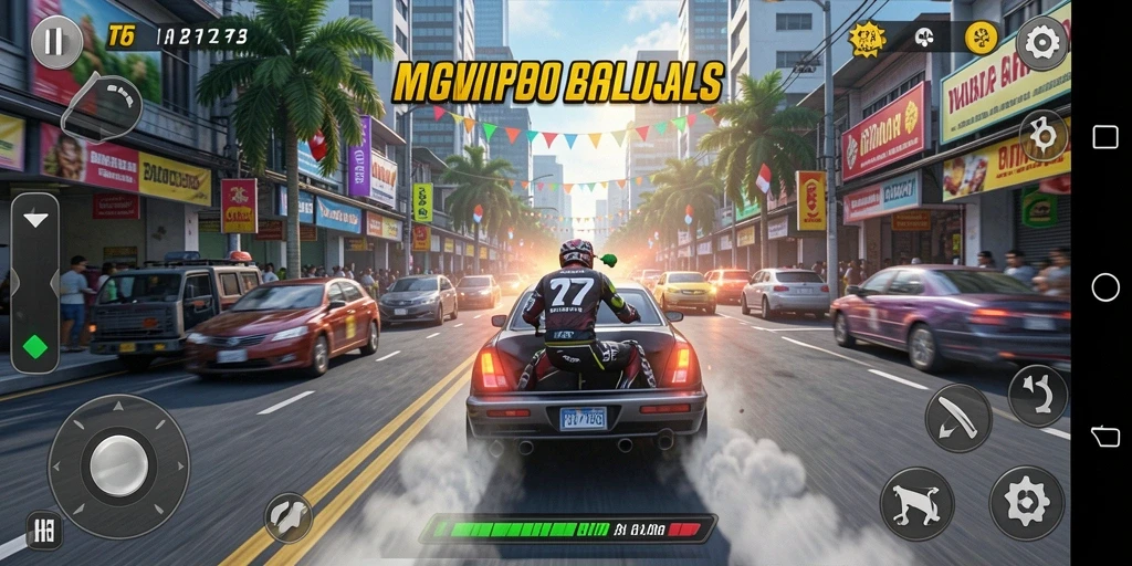 Tampilan gameplay T6 yang mendebarkan di lintasan balap.