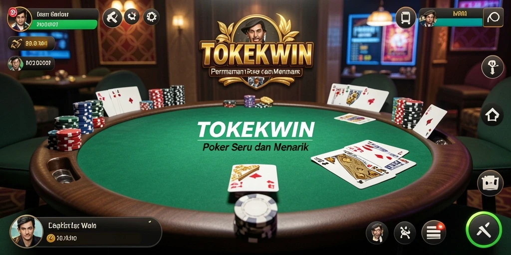 Screenshot utama TOKEKWIN menampilkan gameplay Poker yang seru.