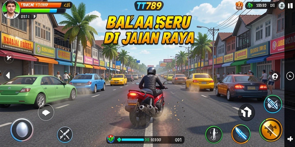 Screenshot gameplay TT789 yang menampilkan aksi balapan mendebarkan.